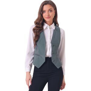 Velvet Suit Waistcoat Retro Sleeveless Steampunk Blazer Dressy Vest Grey
